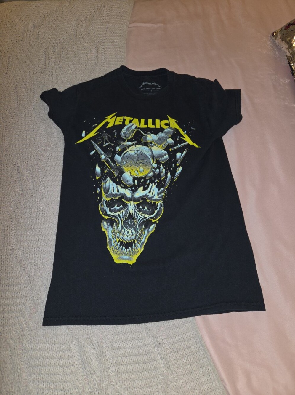 Men Metallica Black Graphic Skull Tee